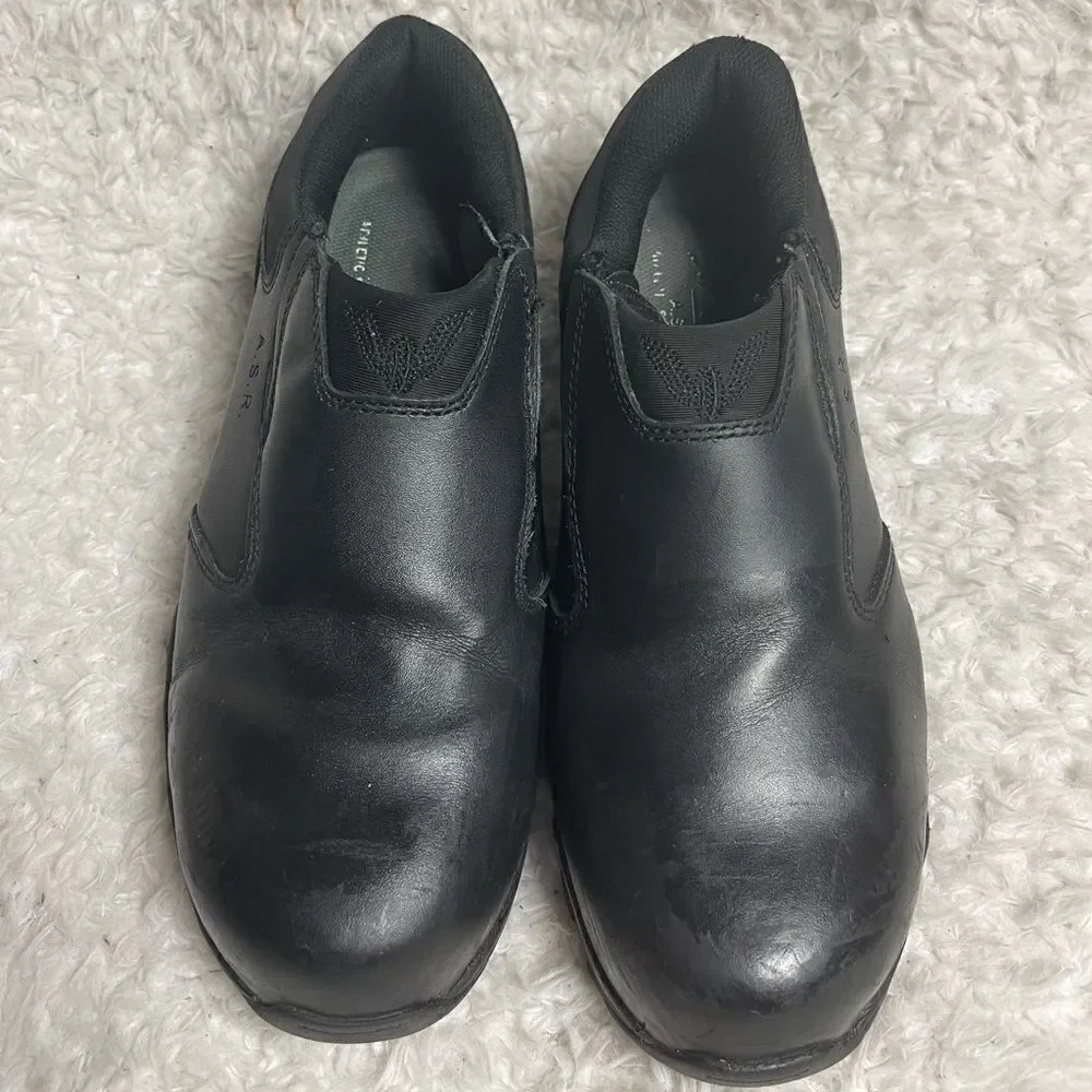 Unisex Thorogood ASR Black Leather slip on shoes Rubber soles Men SZ9M W SZ11M
